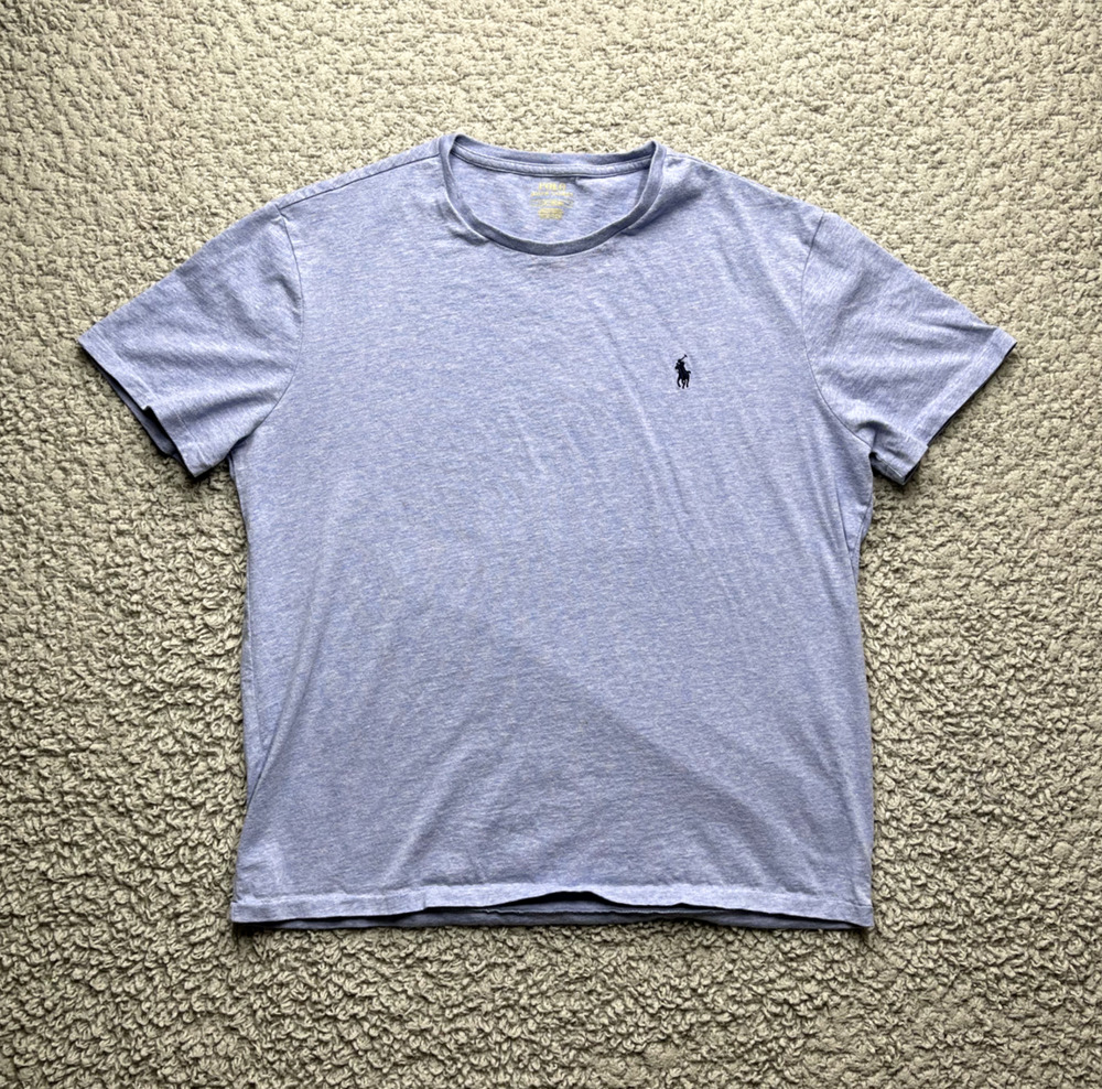 Polo Ralph Lauren Shirt Men's Large Blue Pony Short Sleeve Crew Neck Casual